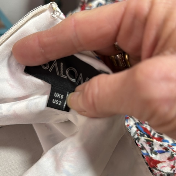 Saloni Silk Floral Ruffle Mini Dress Size US2 - Picture 3 of 10